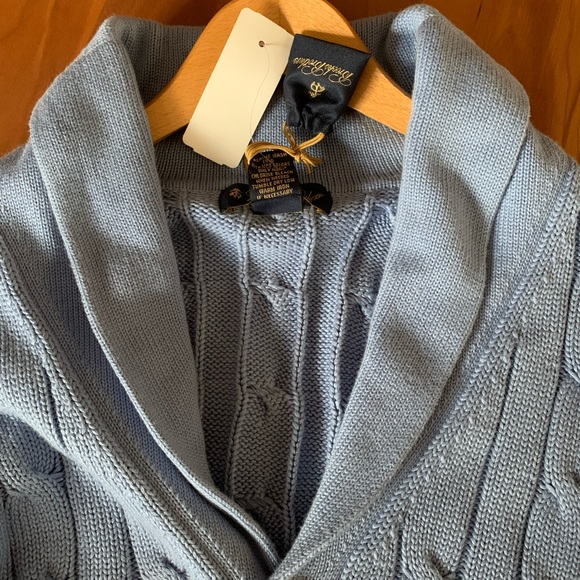 Brooks Brothers Light Blue Cable Knit Cardigan - Picture 2 of 12